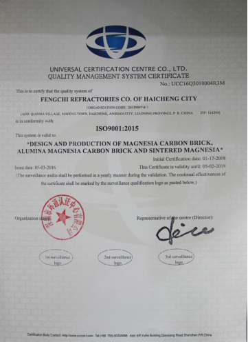 Quality certification certificate